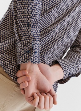 Granatowa koszula męska w drobny wzór Pako Lorente roz. M