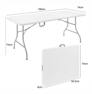 СКЛАДНОЙ САДОВЫЙ СТОЛИК 180 x 74 см, БЕЛЫЙ