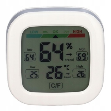 2 W 1 TERMOMETR/HIGROMETR BIAŁY LCD