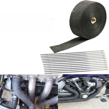 1,5 MM * 50 MM * 15 M ROLKA OWIJANIA CIEPŁA SPALIN DO OSŁONY CIEPLNEJ Z WŁÓKNA SZKLANEGO MOTOCYKLA