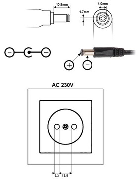 Zasilacz 6V/2A/4.0 wtyk 1.7 / 4.0 mm na przewodzie