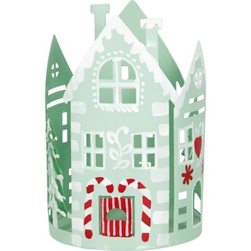 DOMEK METAL LAMPION KAMIENICZKA LATARENKA na tealight Laura Pale Green