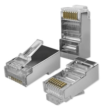 Qoltec Wtyk przelotowy złącze RJ45 CAT5e FTP Pozłacane styki 10 sztuk