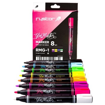 Marker pisak kredowy Rystor RMG-1 zestaw 8 kolorów