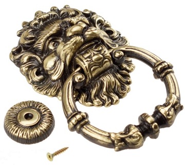 ДВЕРНОЙ МОЛОТОК, ЛАТУНЬ, ЛЕВ, БОЛЬШОЙ, ПАТИНА