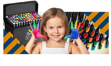 АЛКОГОЛЬНЫЕ МАРКЕРЫ, ТРИПСЫ, МАРКЕРЫ, ДВУСТОРОННИЕ МАРКЕРЫ, НАБОР 80 ШТ + СУМКА