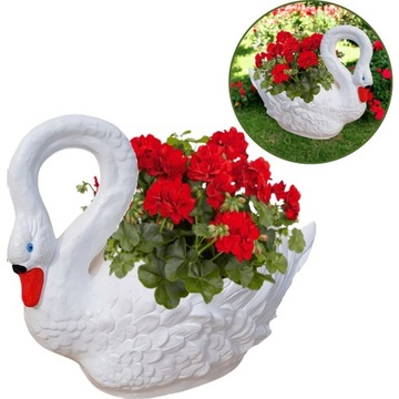 ŁABĘDŹ DONICA W KSZTAŁCIE ŁABĘDZIA OSŁONKA NA KWIATY FIGURA OGRODOWA H:45CM