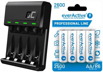 ŁADOWARKA AKUMULATORKÓW BATERII AAA AA + 4x AKUMULATORKI 2600mAh AA R6 1,2V