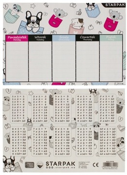 МИНИ-ПЛАН УРОКА розовый с таблицей умножения А5 СТАРПАК набор 25 штук