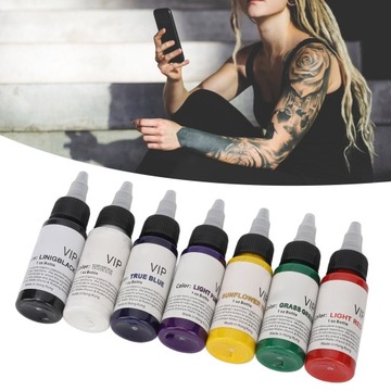 НАБОР ЧЕРНИЛ, КРАСКА ДЛЯ ТАТУ, ПИГМЕНТЫ ДЛЯ ТАТУ, 7 ЦВЕТОВ