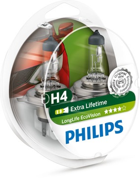 PHILIPS Żarówka halogenowa H4 LongLife EcoVision 2 szt.