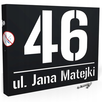 PODŚWIETLANY NUMER NA DOM TABLICZKA ADRESOWA ULICA LED 3D | 40X30 cm CZARNA