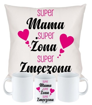 ZESTAW PODUSZKA + KUBEK PREZENT DZIEŃ MAMY TATY N8