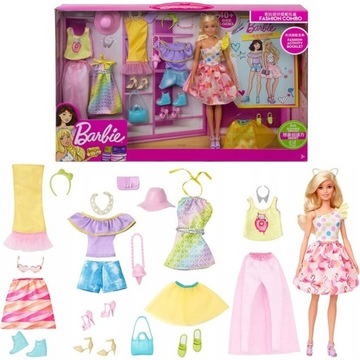 Barbie Zestaw do stylizacji garderoba szafa lalka ubranka akcesoria GFB83