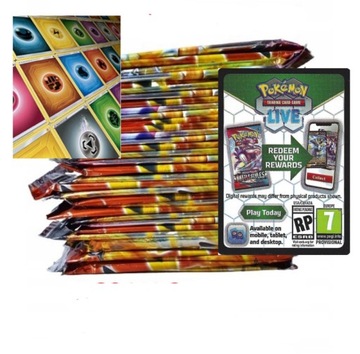 KARTY POKEMON ORYGINALNE TCG - MEGA ZESTAW 100 + 2 KARTY ENERGII +KOD+1