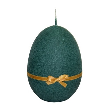 ŚWIECA JAJKO H14CM EASTER VELUR CIEMNA ZIELEŃ