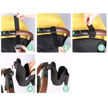 Uchwyt do wózka na butelkę bidon kubek telefon 2w1 black