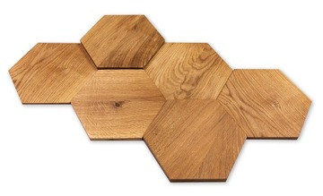 DREWNIANE PANELE ŚCIENNE MOZAIKA HEKSAGONY MAXI 3D DĄB NATURALNY