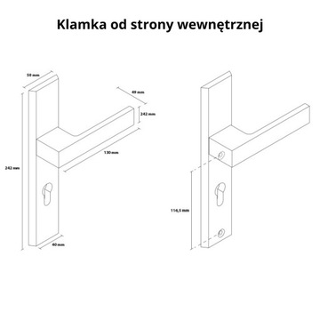 KLAMKA DO DRZWI ZEWNĘTRZNYCH Z ANTABĄ TOTAL CZARNA ROZSTAW 72 + SZYLD GÓRNY
