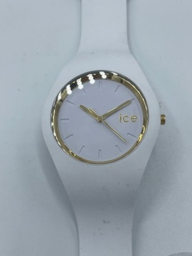 Zegarek damski biały złoty Ice Watch pasek gumowy prezent komunia