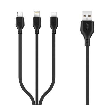 Kabel do ładowarki potrójny 3w1 USB-C Micro Lightning do iPhone