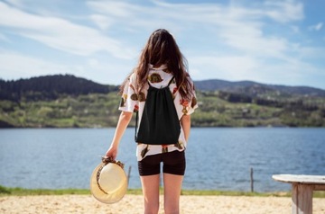 РЮКЗАК ДЛЯ ПОЕЗДКИ В ШКОЛУ 34х40 см ЧЕРНЫЙ Хлопок 220г ЭКО