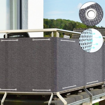 OSŁONA BALKONOWA 500x100 NA BALKON TARAS MATA PE szara