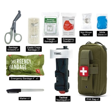 10pcs IFAK Tactical Molle Pouch Survival First Aid Kit for Emergency