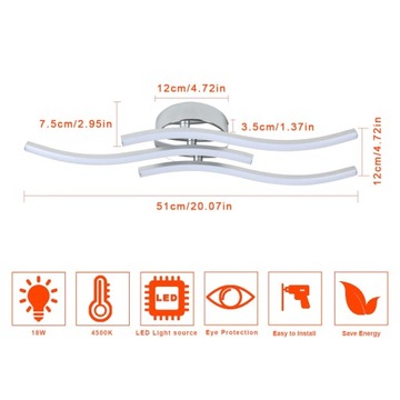 СВЕТОДИОДНЫЙ ПОТОЛОЧНЫЙ СВЕТИЛЬНИК, СОВРЕМЕННАЯ ЛЮСТРА, 18ВТ 4000К