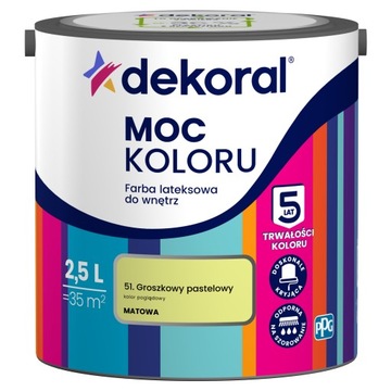 Farba lateksow MOC KOLORU groszkowy pastelowy 2,5L
