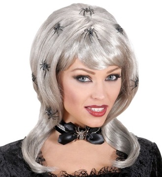 Peruka Damska z Pająkami na Imprezę Halloween