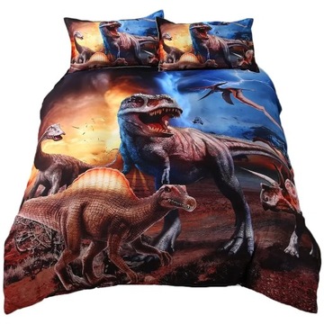KOMPLET POŚCIELOWY ZE WZOREM DINOZAURÓW POSZWA NA KOŁDRĘ DLA NASTOLATKI