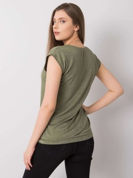 RUE PARIS KHAKI-SREBRNA BLUZKA DAMSKA W PASKI (XS) KHAKI