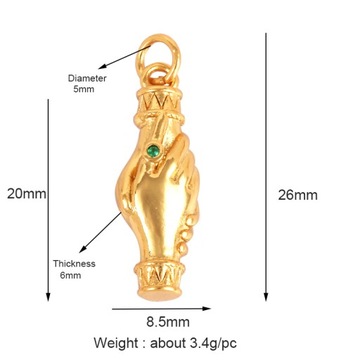 Buddha Hamsha Evil Eye Hand Charm , 18K Real Gold