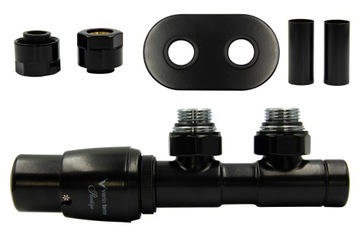 Zawór term Twins 50mm czarny mat +złączCu+rozetLE