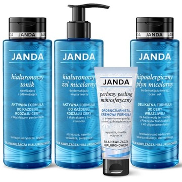 Janda Zestaw Prezent Siła Nawilżacza Hialuronowego Płyn+Żel+Tonik+Peeling
