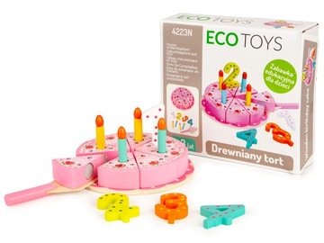 Ecotoys Деревянный разделочный торт - розовый, 4223N