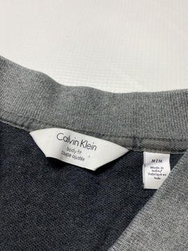 CALVIN KLEIN ORYGINALNE SZARE bawełniane POLO W PASKI rozmiar M