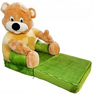 Зелёное кресло с откидной спинкой и плюшевым мишкой