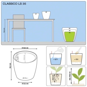 Вазон Lechuza Classico LS 35, белый глянец
