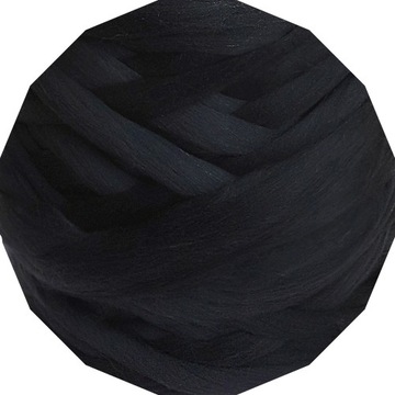 Wełna czesankowa czesanka * CZARNY * 100g