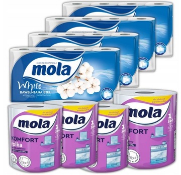 PAPIER TOALETOWY MOLA WHITE BAWEŁNIANA I RĘCZNIK PAPIEROWY MOLA KOMFORT