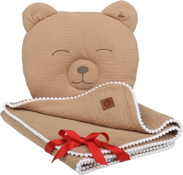 KOCYK MUŚLINOWY + PODUSZKA OTULACZ MIŚ BABYMAM