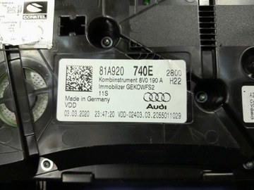AUDI Q2 1.5 TSI 150 KM PŘÍSTROJOVÁ DESKA BUDÍKY EU 81A920740E