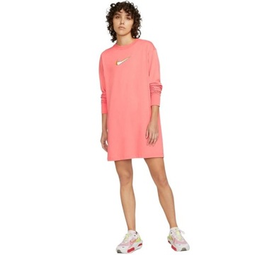 L Sukienka damska Nike Nsw LS Dress Prnt różowa DO2580 603 L