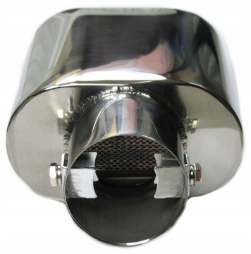 Овальный наконечник глушителя, плоская крышка из нержавеющей стали.