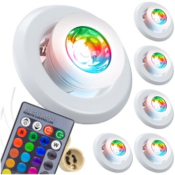 5x OPRAWKA HALOGENOWA ŻARÓWKA LED RGB +PILOT