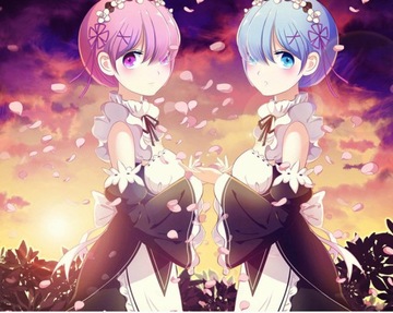 Cosplay Anime Lolita Re Zero Rem Ram Maid sukienka