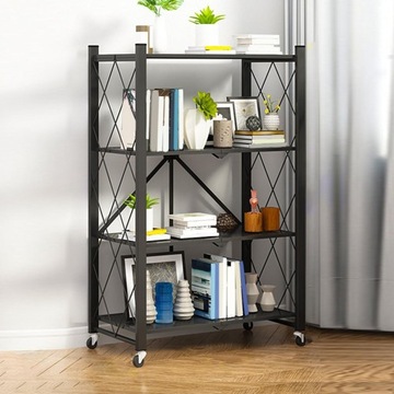 Полка угловая складная, четырехъярусная, черная.