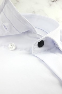 Koszula Męska Elegancka Wizytowa do garnituru biała z krytą plisą H045